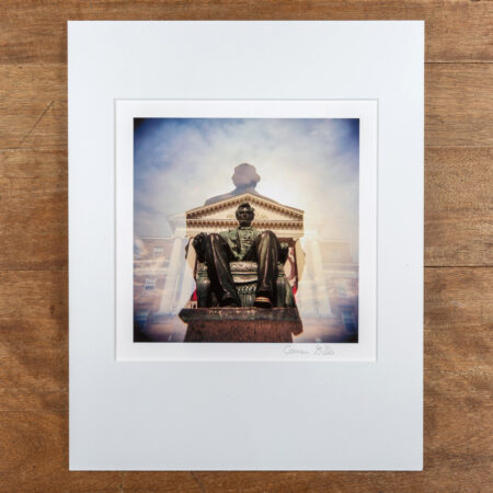 the Abraham Lincoln statue on bascom hill on the university of wisconsin campus in madison, wi